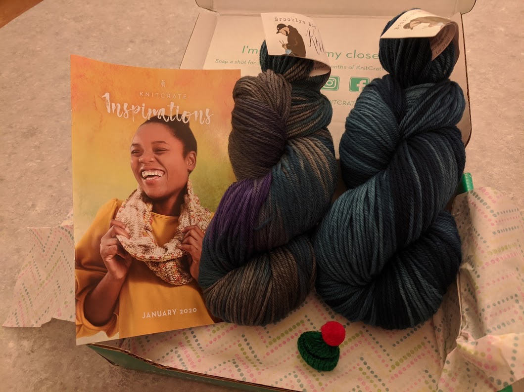 My first Knitcrate, January 2020 yarns, chill out box.